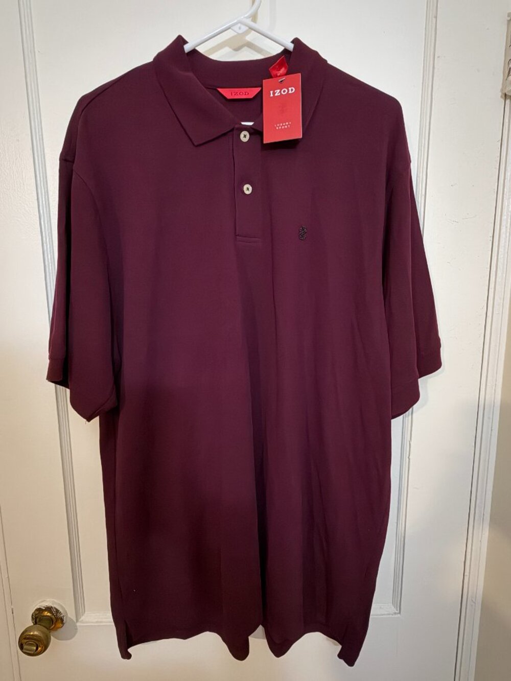 IZOD Luxury Sport Men’s XL Fig Burgundy Polo Shirt NWT